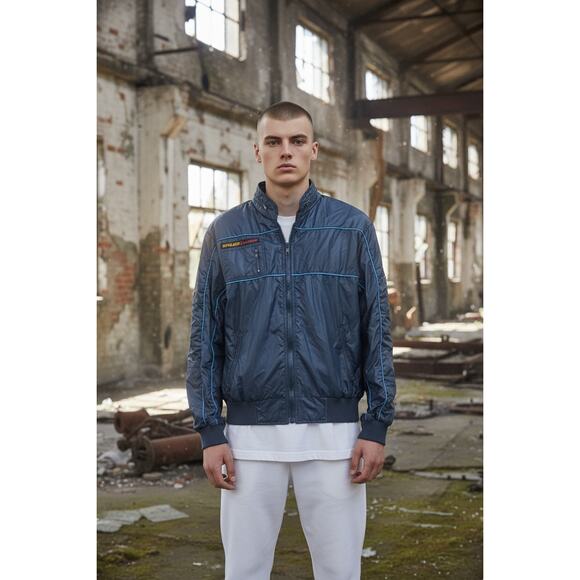 Vintage Style Auto California Windbreaker Jacket Hood Pockets Racing Size M - Picture 1 of 13